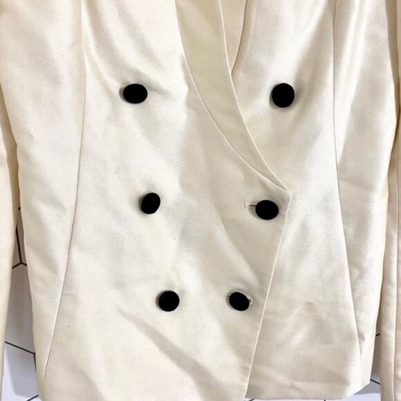 Reiss Ivory Wool & Silk Blend Double Breasted Long Sleeve Blazer SIZE XS - Picture 5 of 8